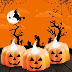 Halloween Bal Kabağı Led MuM, 5cm x 3 Adet