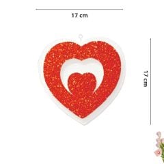 Kalp Sarkıt Strafor Süs, 17 cm x 4 Adet - Kırmızı