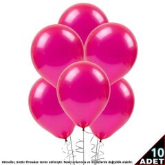 Metalik Parlak Balon, 30cm x 10 Adet - Fuşya
