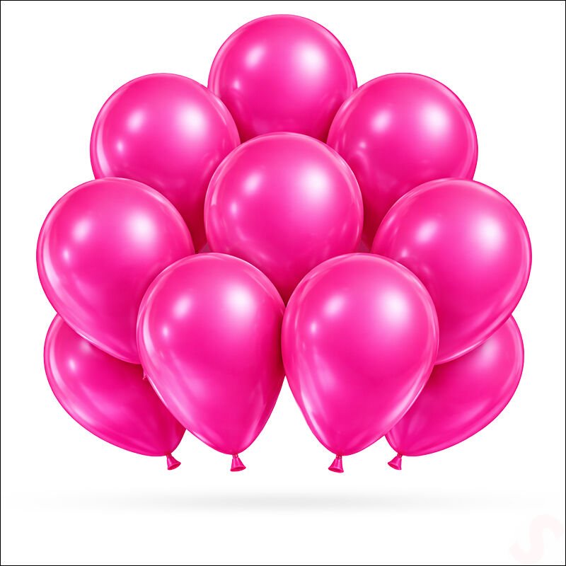 Metalik Parlak Balon, 30 cm x 10 Adet - Fuşya