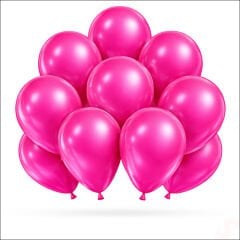 Metalik Parlak Balon, 30 cm x 10 Adet - Fuşya