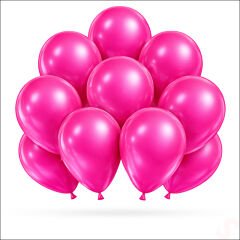 Metalik Parlak Balon, 30 cm x 10 Adet - Fuşya