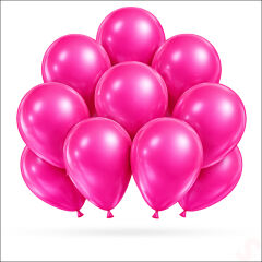 Metalik Parlak Balon, 30 cm x 10 Adet - Fuşya
