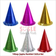 Hologram Karton Şapka, 32 cm - Fuşya