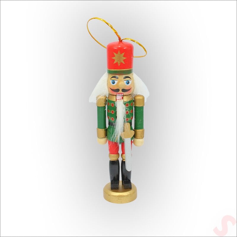 Kurşun Asker, Ahşap Fındıkkıran 13cm - Kılıçlı Yeşil