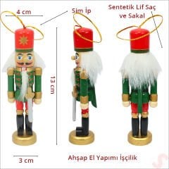 Kurşun Asker, Ahşap Fındıkkıran 13cm - Kılıçlı Yeşil