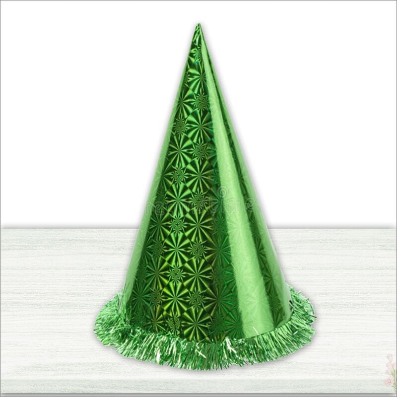 Hologram Karton Şapka, 32 cm - Yeşil
