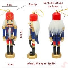 Kurşun Asker, Ahşap Fındıkkıran 13cm - Kılıçlı Lacivert