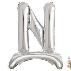 One Ayaklı Folyo Balon, 65 cm - Gümüş