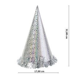 Hologram Karton Şapka, 32 cm - Gümüş