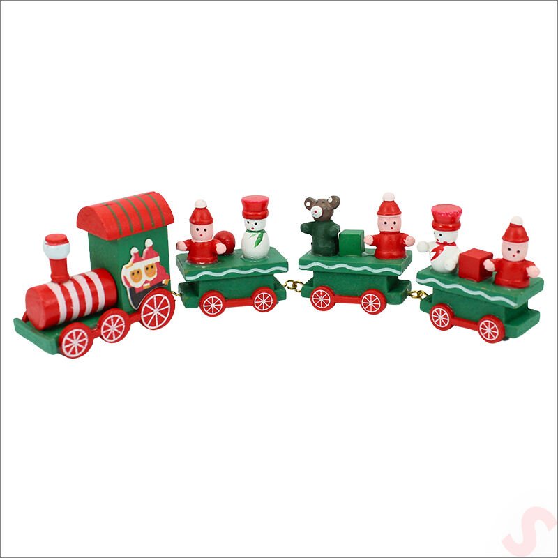 Yılbaşı Dekorasyonu, Ahşap Tren Seti - 22 cm