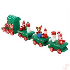 Yılbaşı Dekorasyonu, Ahşap Tren Seti - 22 cm