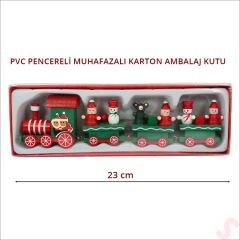 Yılbaşı Dekorasyonu, Ahşap Tren Seti - 22 cm