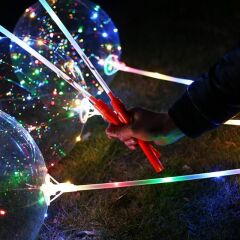 3 Mt Led Işıklı, Çubuklu, 45 cm Şeffaf Balon Seti - 1 Adet