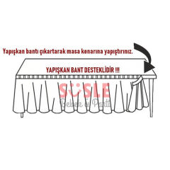 Masa Eteği, Plastik, 75 cm x 426 cm, Kırmızı