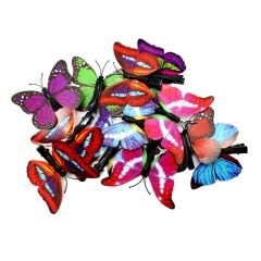 3 Boyutlu ve Mandallı, Çok Renkli Kelebek SüS - 5 Adet