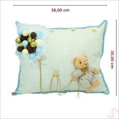 Takı Yastığı, Bubble ve Pelüş Ayıcık Süslemeli - Mavi