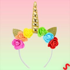 Unicorn Tek Boynuz Dolgulu Eva Taç, 1 Adet - Altın