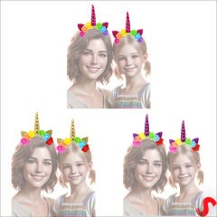 Unicorn Tek Boynuz Dolgulu Eva Taç, 1 Adet - Altın