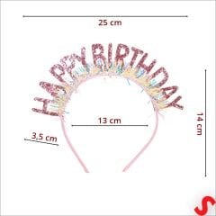 Happy Birthday Taç ve Gözlük Seti - Pembe
