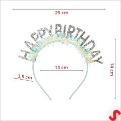 Happy Birthday Taç ve Gözlük Seti - Gümüş