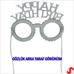 Happy Birthday Taç ve Gözlük Seti - Gümüş