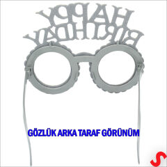 Happy Birthday Taç ve Gözlük Seti - Gümüş