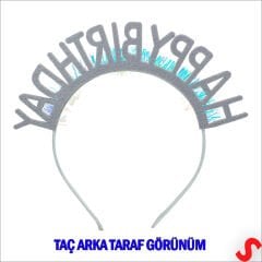 Happy Birthday Taç ve Gözlük Seti - Gümüş