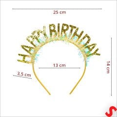 Happy Birthday Taç ve Gözlük Seti - Altın