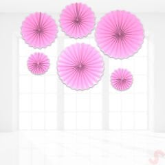 Kağıt Yelpaze SüS, 6 Adetli Set, Pembe