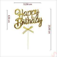 Happy Birthday Pasta SüSü, 23cm x 12,5cm - Altın
