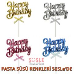 Happy Birthday Pasta SüSü, 23cm x 12,5cm - Gümüş