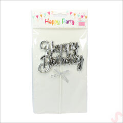 Happy Birthday Pasta SüSü, 23cm x 12,5cm - Gümüş