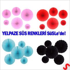 Kağıt Yelpaze SüS, 6 Adetli Set, Siyah