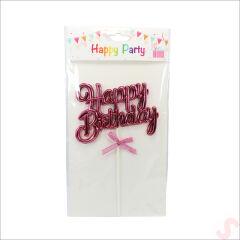 Happy Birthday Pasta SüSü, 23cm x 12,5cm - Pembe