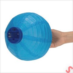 Led Işıklı Pilli Kağıt Top Fener, 20 cm - Mavi