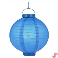 Led Işıklı Pilli Kağıt Top Fener, 20 cm - Mavi