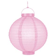 Led Işıklı Pilli Kağıt Fener, 20,00 cm - Pembe