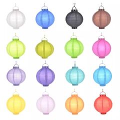 Led Işıklı Pilli Kağıt Fener, 20,00 cm - Pembe