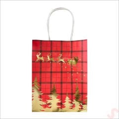 Kırmızı Kraft Karton Çanta, 31 x 25 x 10 cm - 1 Adet