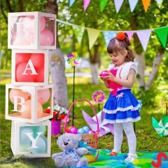 Baby Yazılı Şeffaf Balon Kutusu, 30cm x 4 Adetli Set - Beyaz