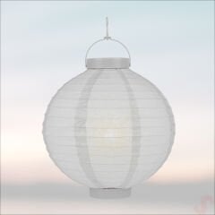Led Işıklı Pilli Kağıt Top Fener, 25 cm - Beyaz