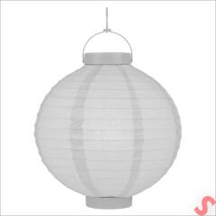 Led Işıklı Pilli Kağıt Top Fener, 25 cm - Beyaz