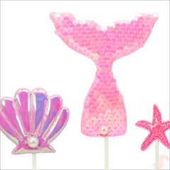 Deniz Kızı Pul Payetli Pasta SüSü, 4'lü SET - Pembe