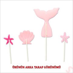 Deniz Kızı Pul Payetli Pasta SüSü, 4'lü SET - Pembe