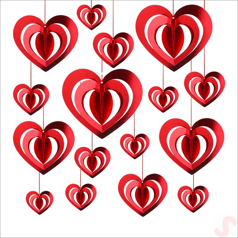 3 Boyutlu Döner Sarkıt 16 Adet Kalp Tavan SüS Seti