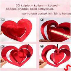 3 Boyutlu Döner Sarkıt 16 Adet Kalp Tavan SüS Seti