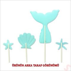 Deniz Kızı Pul Payetli Pasta SüSü, 4'lü SET - Mavi