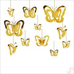 3 Boyutlu Döner Sarkıt 11 Adet Kelebek Tavan SüS Seti