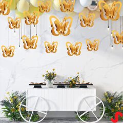 3 Boyutlu Döner Sarkıt 11 Adet Kelebek Tavan SüS Seti